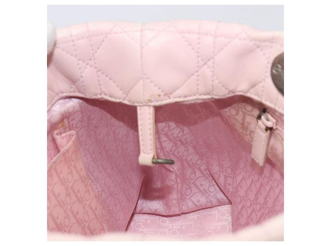 Christian Dior Cannage Lady Dior Hand Bag Lamb Skin Pink Silver - vista 24