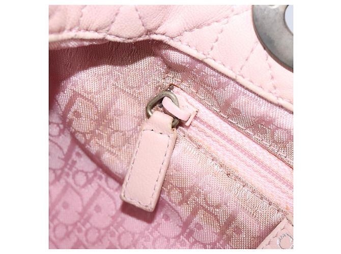 Christian Dior Cannage Lady Dior Hand Bag Lamb Skin Pink Silver - vista 25