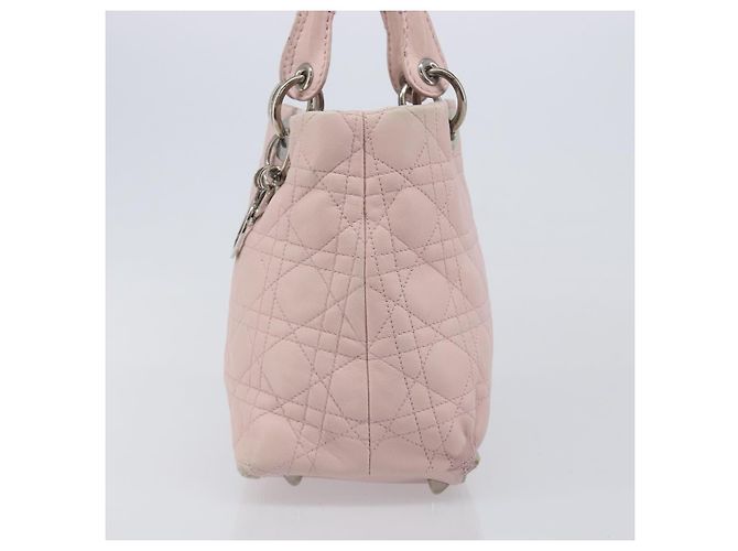 Christian Dior Cannage Lady Dior Hand Bag Lamb Skin Pink Silver - vista 3