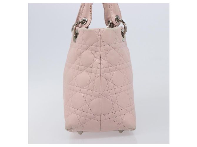 Christian Dior Cannage Lady Dior Hand Bag Lamb Skin Pink Silver - vista 6