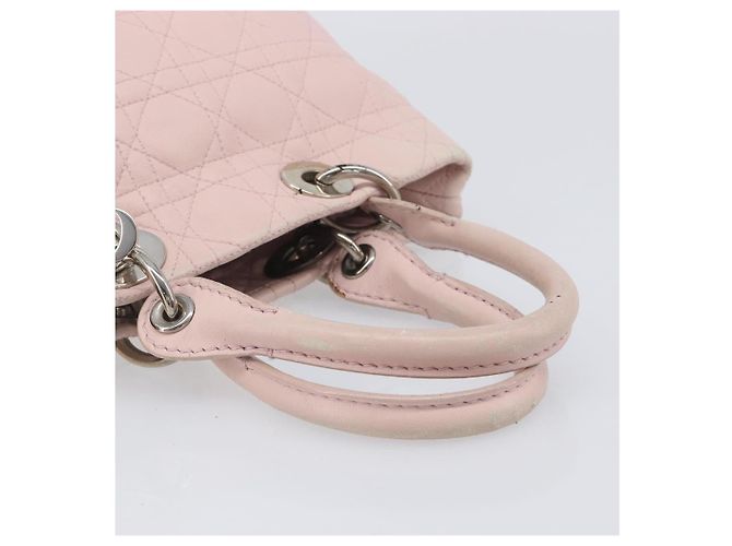Christian Dior Cannage Lady Dior Hand Bag Lamb Skin Pink Silver - vista 8