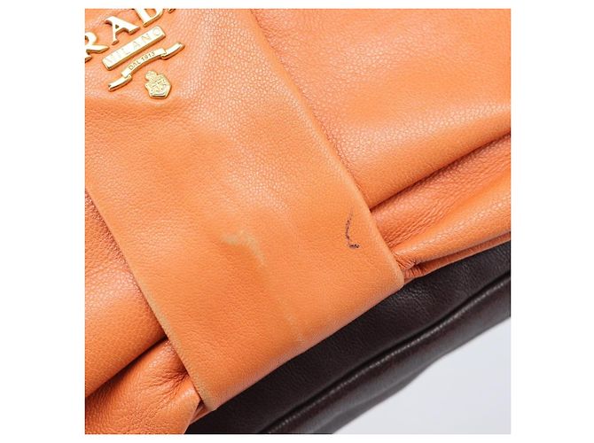 PRADA Shoulder Bag Leather Brown Gold - vista 10