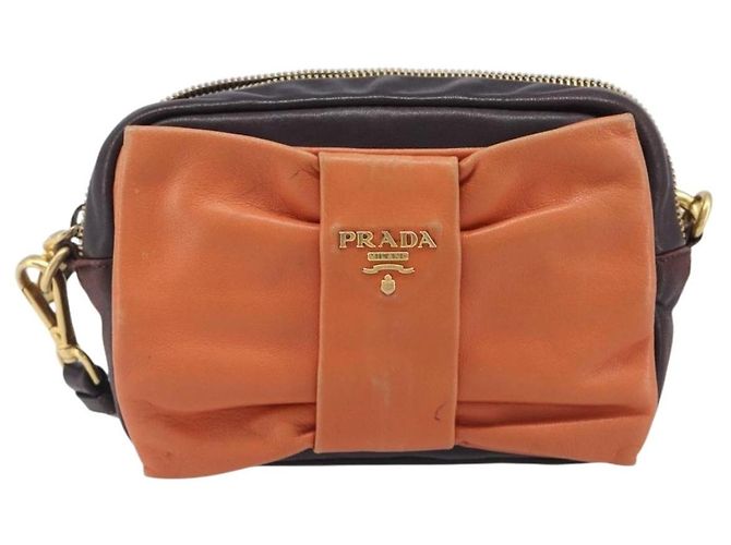 PRADA Shoulder Bag Leather Brown Gold - vista 13