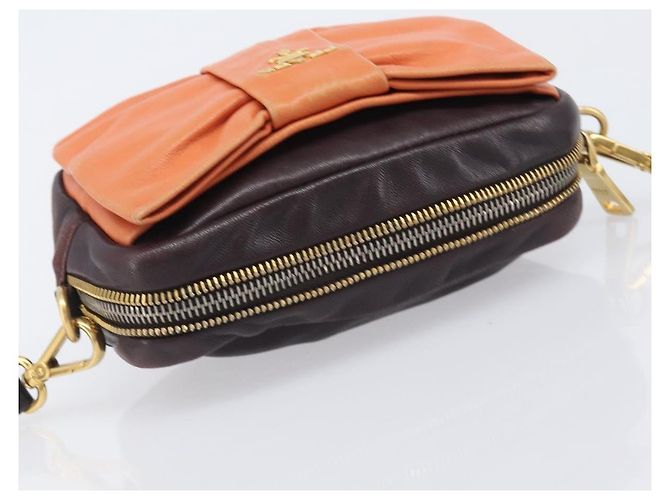 PRADA Shoulder Bag Leather Brown Gold - vista 14
