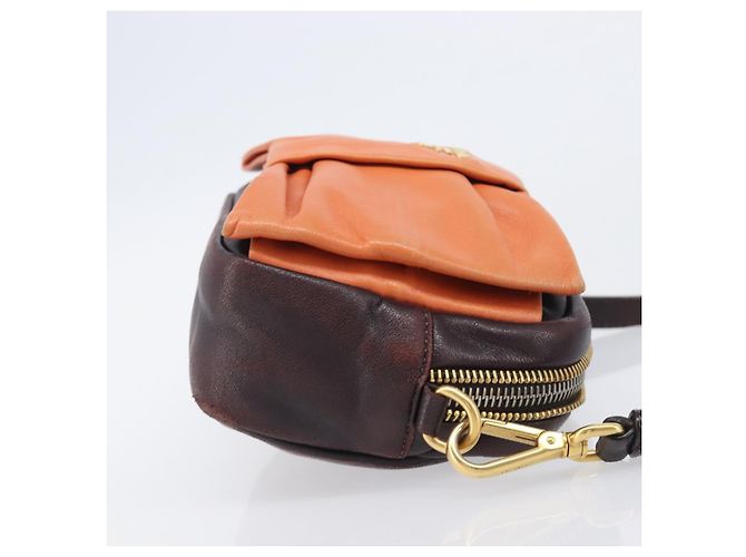 PRADA Shoulder Bag Leather Brown Gold - vista 3