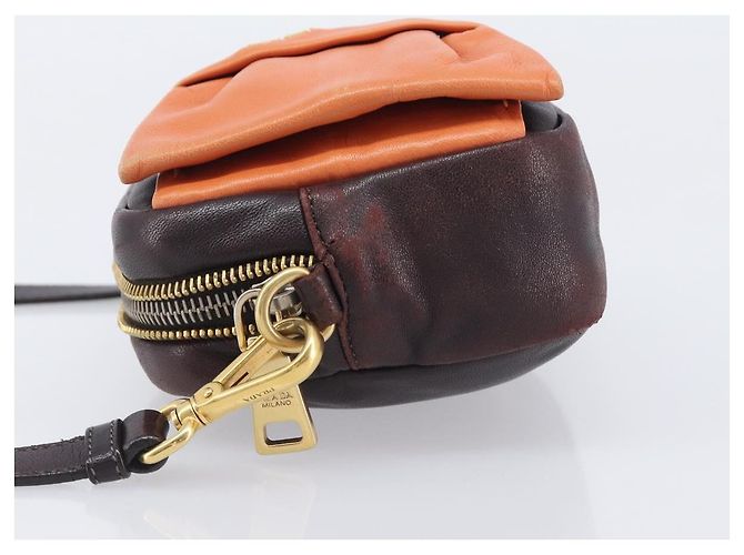 PRADA Shoulder Bag Leather Brown Gold - vista 4