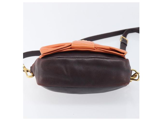 PRADA Shoulder Bag Leather Brown Gold - vista 5