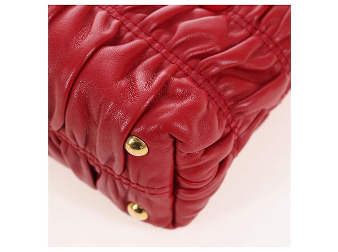 PRADA Hand Bag Leather 2way Red Gold - vista 18
