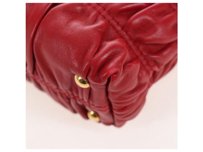 PRADA Hand Bag Leather 2way Red Gold - vista 20