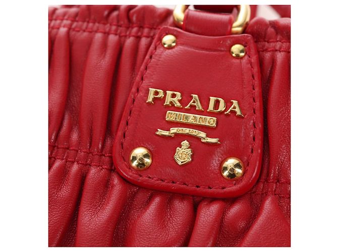 PRADA Hand Bag Leather 2way Red Gold - vista 21