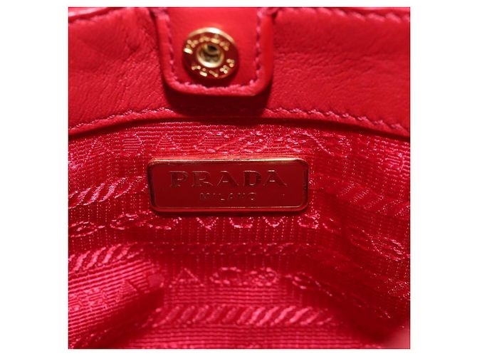 PRADA Hand Bag Leather 2way Red Gold - vista 22