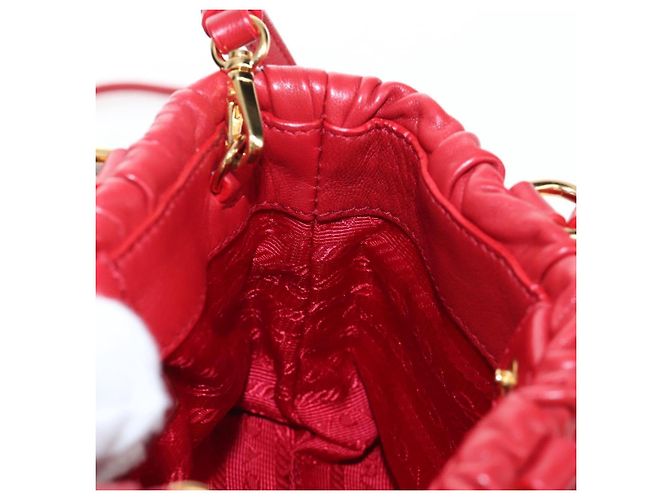PRADA Hand Bag Leather 2way Red Gold - vista 23