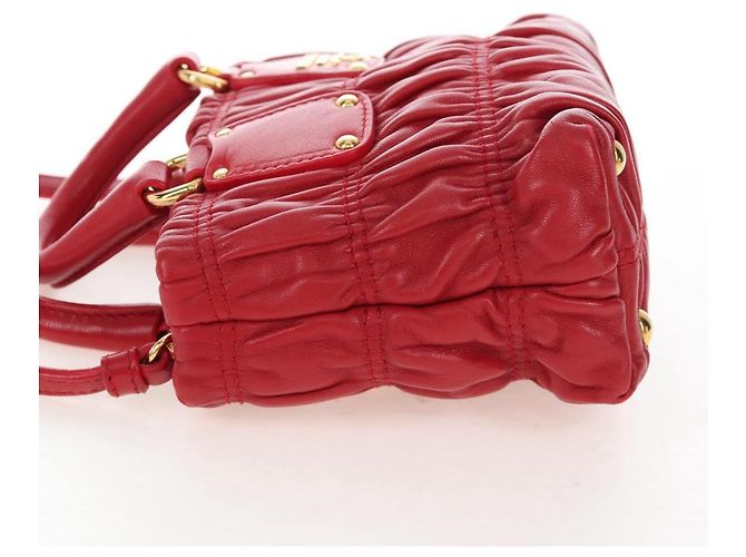 PRADA Hand Bag Leather 2way Red Gold - vista 3