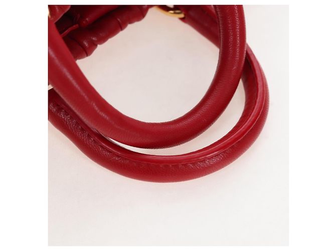 PRADA Hand Bag Leather 2way Red Gold - vista 7