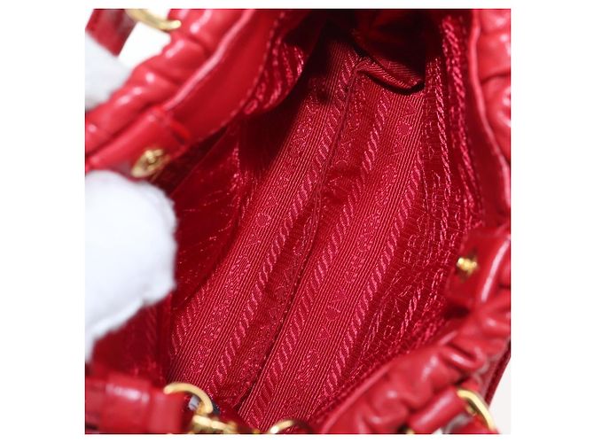 PRADA Hand Bag Leather 2way Red Gold - vista 9