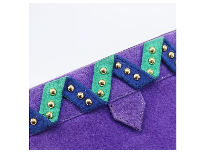 Autre Marque Saint Laurent Shoulder Bag Suede Purple Gold Tone - vista 17