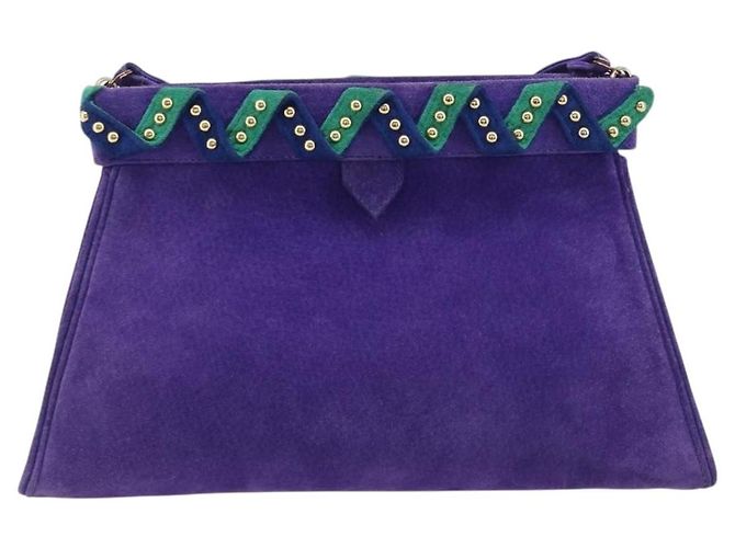 Autre Marque Saint Laurent Shoulder Bag Suede Purple Gold Tone - vista 2