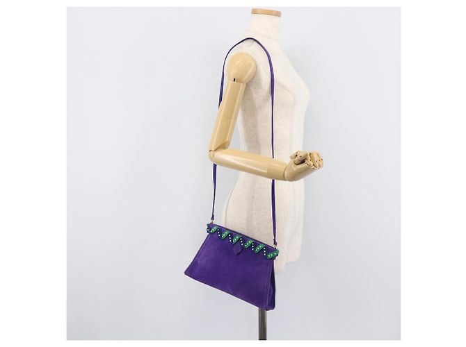 Autre Marque Saint Laurent Shoulder Bag Suede Purple Gold Tone - vista 20