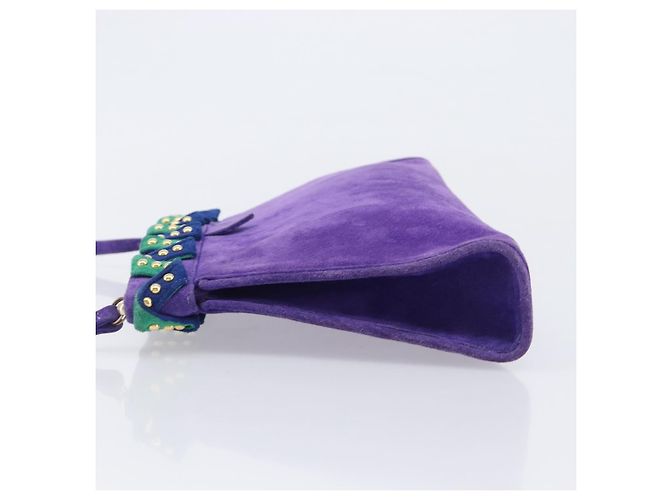 Autre Marque Saint Laurent Shoulder Bag Suede Purple Gold Tone - vista 4