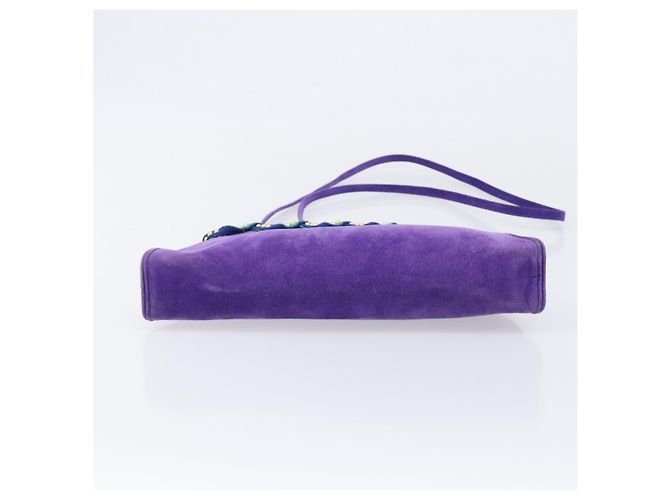 Autre Marque Saint Laurent Shoulder Bag Suede Purple Gold Tone - vista 5