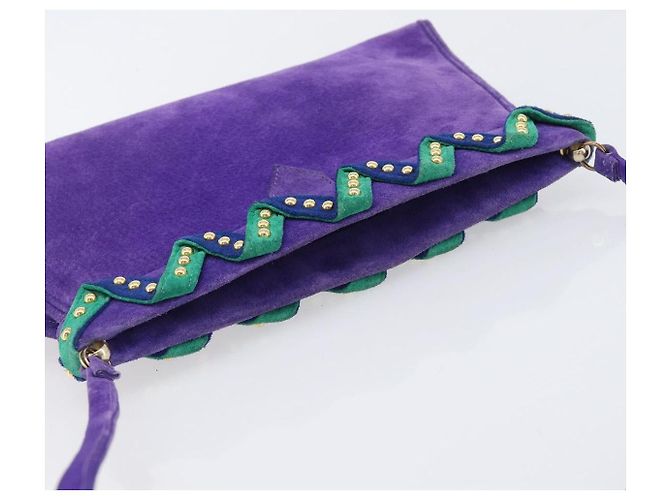 Autre Marque Saint Laurent Shoulder Bag Suede Purple Gold Tone - vista 6