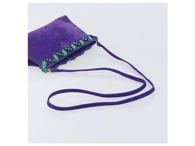 Autre Marque Saint Laurent Shoulder Bag Suede Purple Gold Tone - vista 7