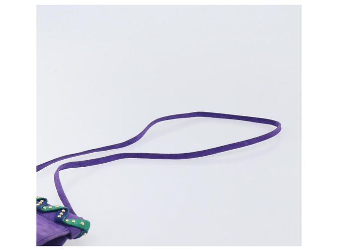 Autre Marque Saint Laurent Shoulder Bag Suede Purple Gold Tone - vista 8