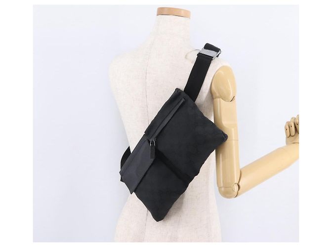 GUCCI GG Canvas Waist Bag Black Silver 28566 - vista 26