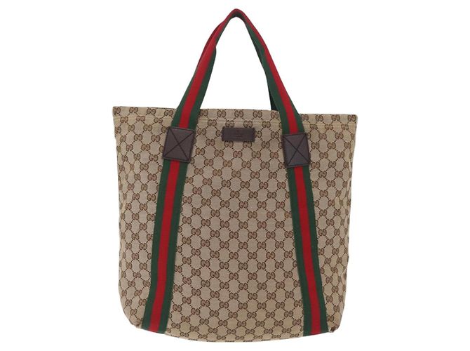 GUCCI GG Canvas Web Sherry Line Tote Bag Beige 189669 - vista 13
