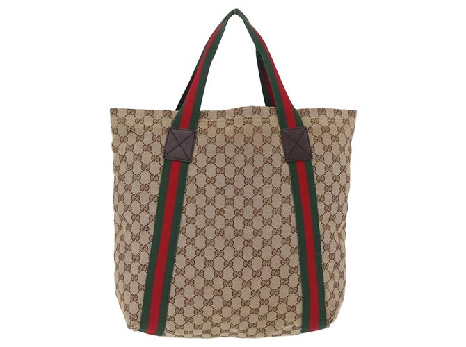 GUCCI GG Canvas Web Sherry Line Tote Bag Beige 189669 - vista 2
