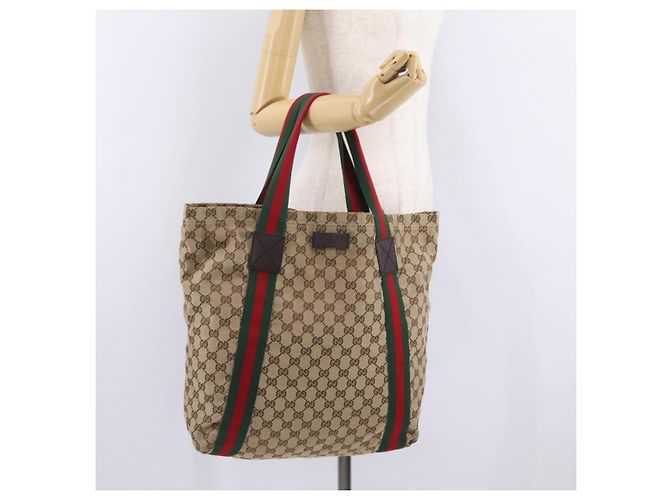 GUCCI GG Canvas Web Sherry Line Tote Bag Beige 189669 - vista 21