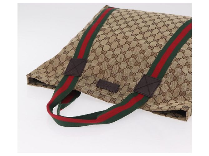 GUCCI GG Canvas Web Sherry Line Tote Bag Beige 189669 - vista 6