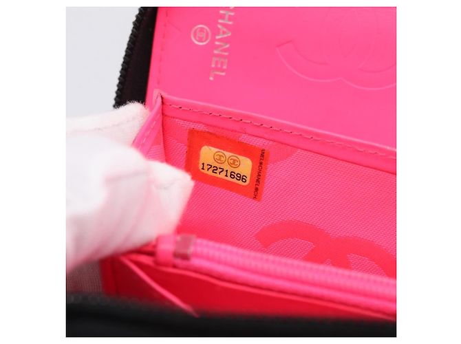 CHANEL Matelasse Cambon Line Long Wallet Leather Black Silver CC - vista 12