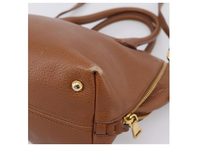 Miu Miu Hand Bag Leather 2way Brown Gold - vista 16