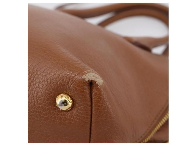 Miu Miu Hand Bag Leather 2way Brown Gold - vista 17