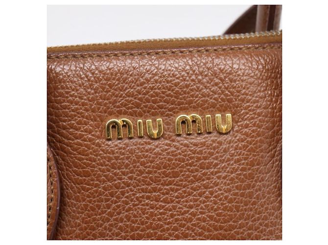 Miu Miu Hand Bag Leather 2way Brown Gold - vista 21