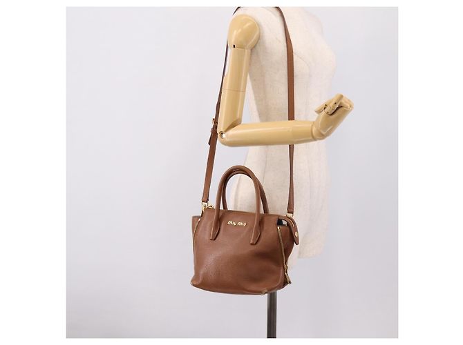 Miu Miu Hand Bag Leather 2way Brown Gold - vista 27
