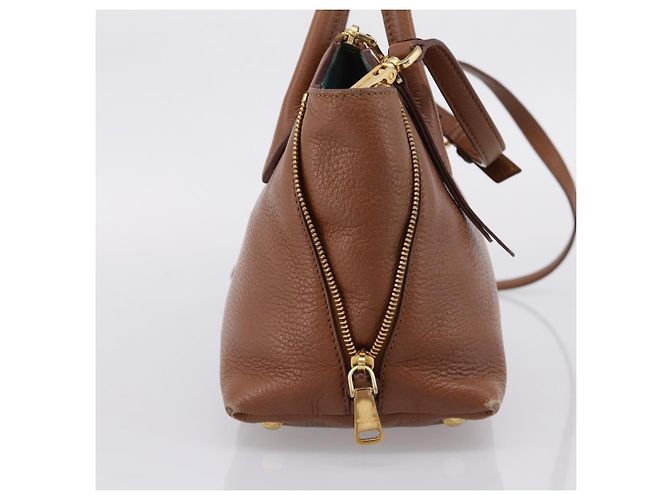 Miu Miu Hand Bag Leather 2way Brown Gold - vista 3