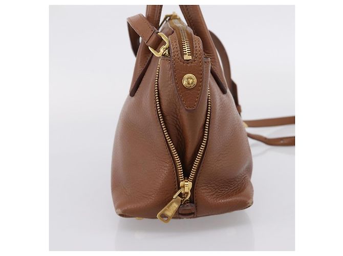 Miu Miu Hand Bag Leather 2way Brown Gold - vista 4
