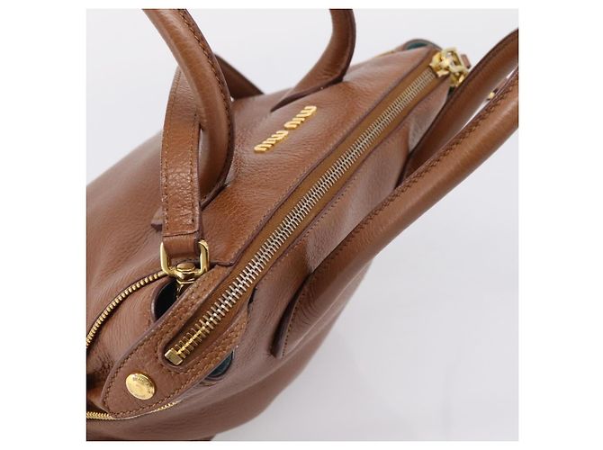 Miu Miu Hand Bag Leather 2way Brown Gold - vista 6