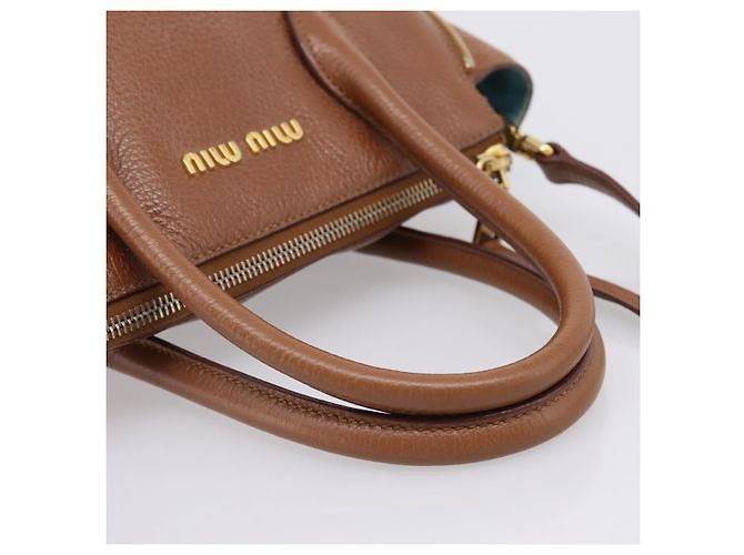 Miu Miu Hand Bag Leather 2way Brown Gold - vista 7