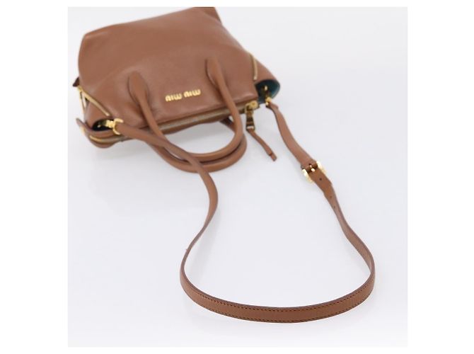 Miu Miu Hand Bag Leather 2way Brown Gold - vista 8