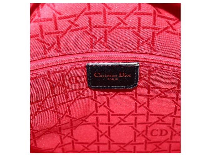 Christian Dior Lady Dior Canage Hand Bag Leather Black Gold Tone - vista 12