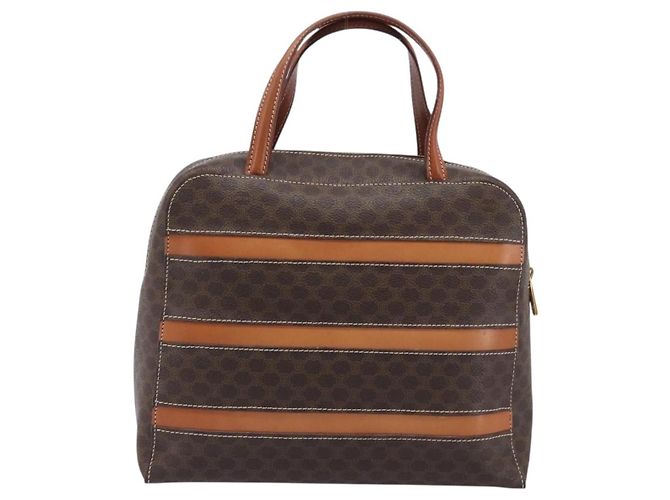 Céline CELINE Macadam Canvas Hand Bag PVC Leather Brown Gold - vista 2
