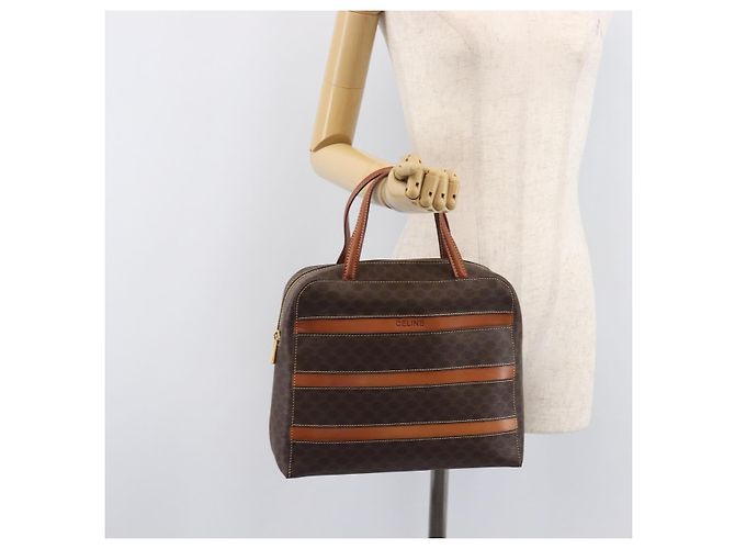 Céline CELINE Macadam Canvas Hand Bag PVC Leather Brown Gold - vista 26