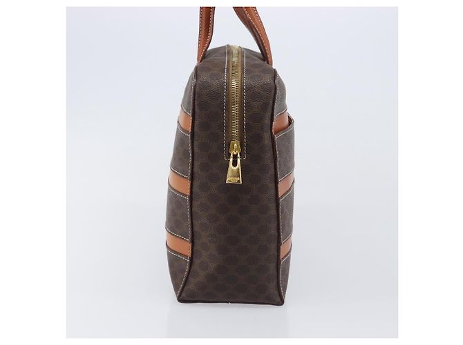 Céline CELINE Macadam Canvas Hand Bag PVC Leather Brown Gold - vista 4