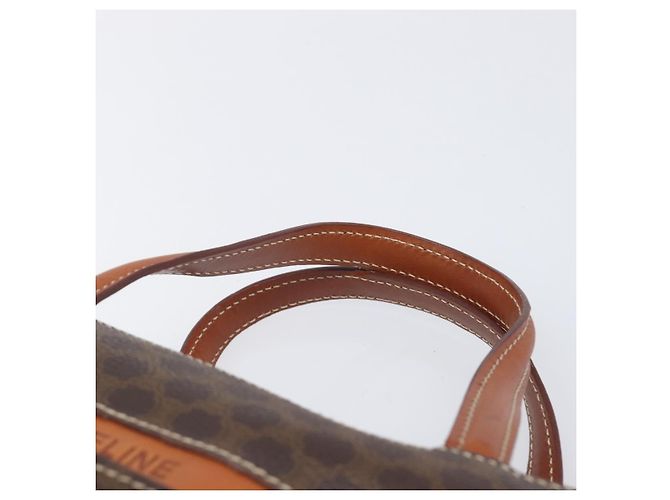 Céline CELINE Macadam Canvas Hand Bag PVC Leather Brown Gold - vista 8