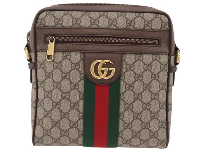 GUCCI GG Supreme Web Sherry Line Bag PVC Beige Gold 547926 - vista 13