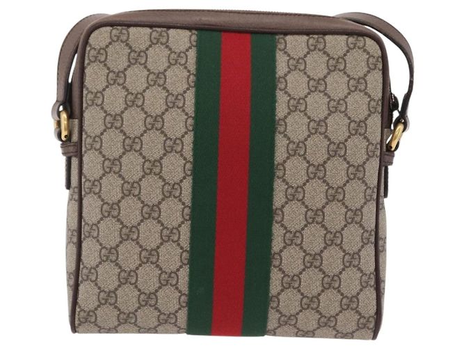 GUCCI GG Supreme Web Sherry Line Bag PVC Beige Gold 547926 - vista 2
