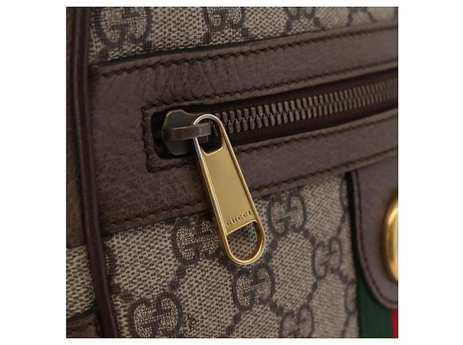 GUCCI GG Supreme Web Sherry Line Bag PVC Beige Gold 547926 - vista 22